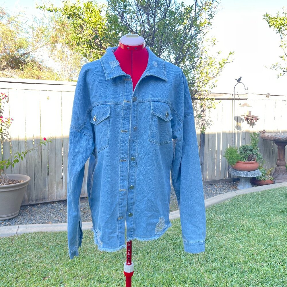 NWOT Distressed Denim Jacket